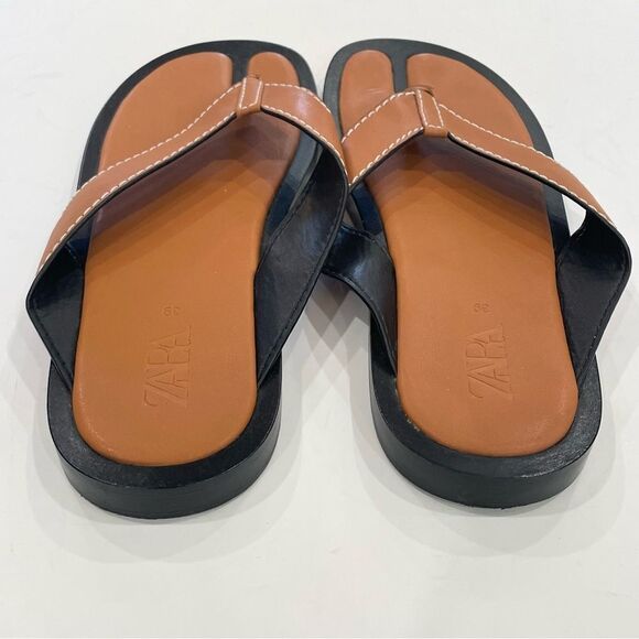 Zara Thong Sandals, Brown, Size 8 - Picture 4 of 11